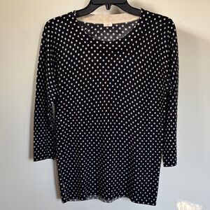 J.Crew Merino Wool Polka Dot Sweater Navy Ivory 3/4 Sleeve Size M
